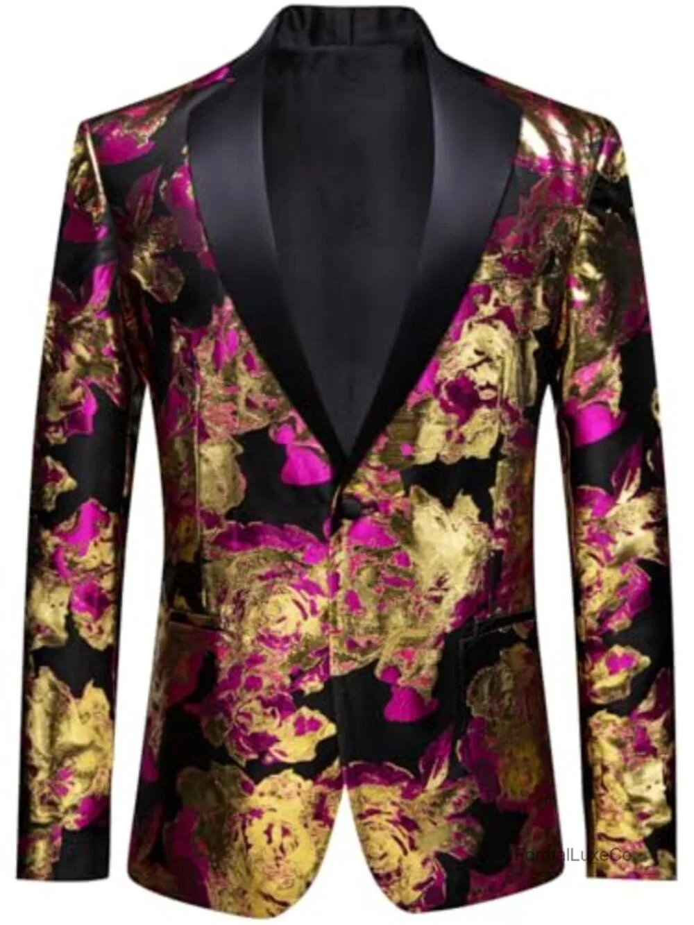 Embroidered Floral Blazer Notch Lapel One Button Sport Coat Prom